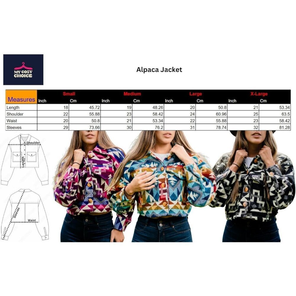 Women's Cropped Jacket 2025 Spring Alpaca Jacket Shacket Long Sleeve Black Beige - Picture 7 of 7